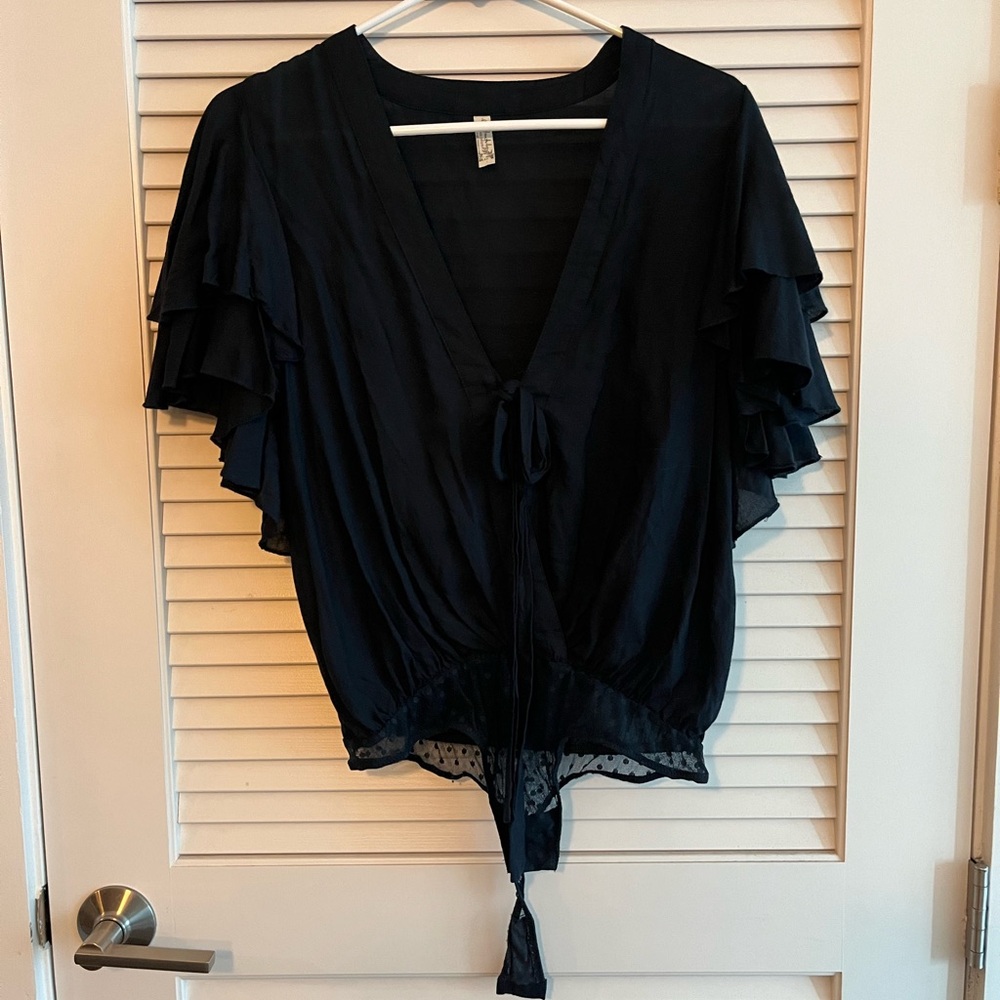 Elegant Black Ruffle Sleeve Top
